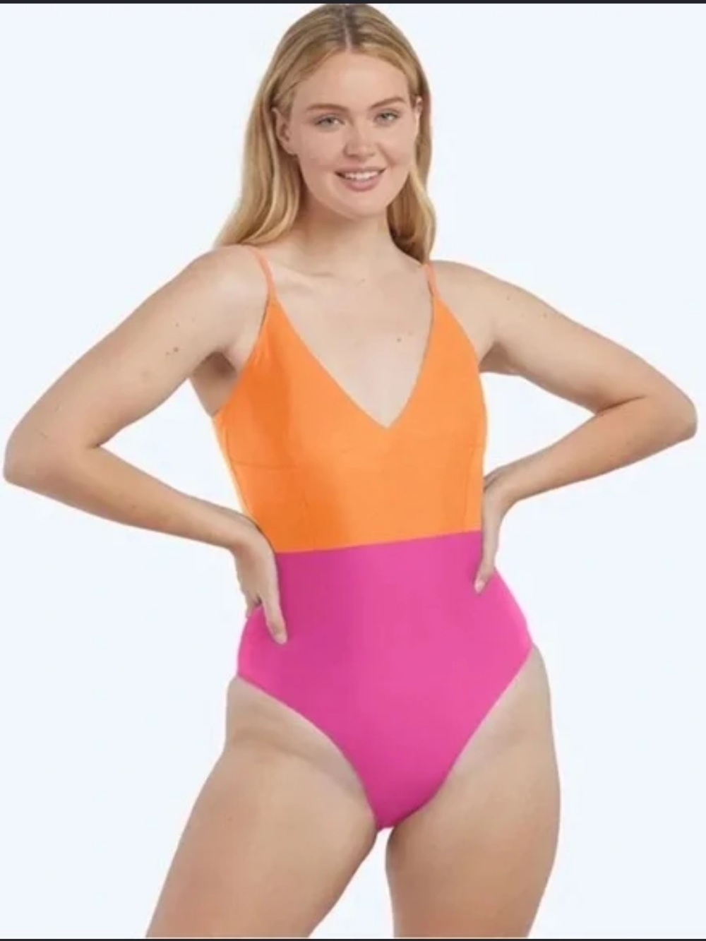 Summersalt The Marina One-Piece Swimsuit | Orange & Pink Colorblock | Size 4